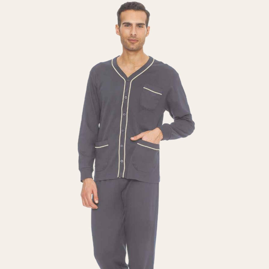 Irge Pigiama Uomo Calibrato Aperto In Caldo Cotone 100% Tinta Unita Con Taschino  Art. Cu105
