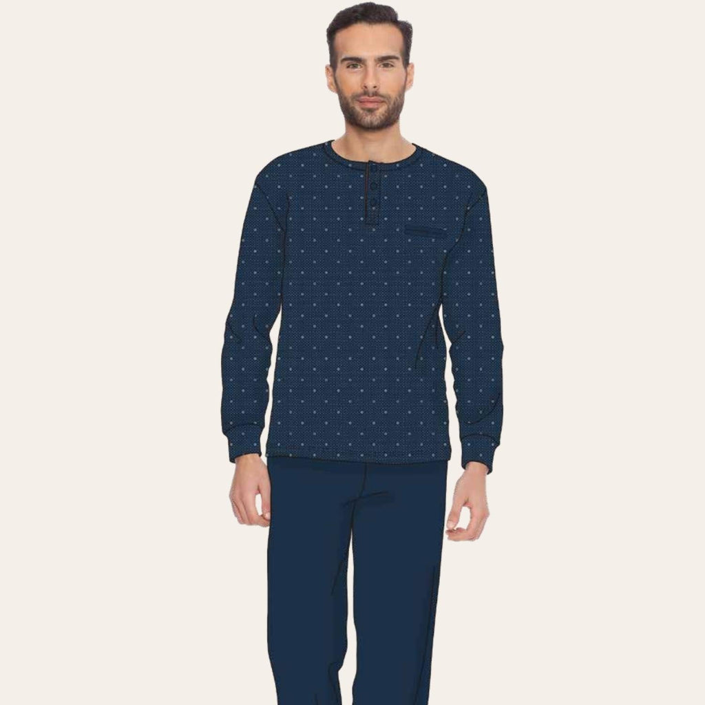 Irge Pigiama Uomo Calibrato Serafino In Caldo Cotone 100% Stampato Con Taschino  Art. Cu107