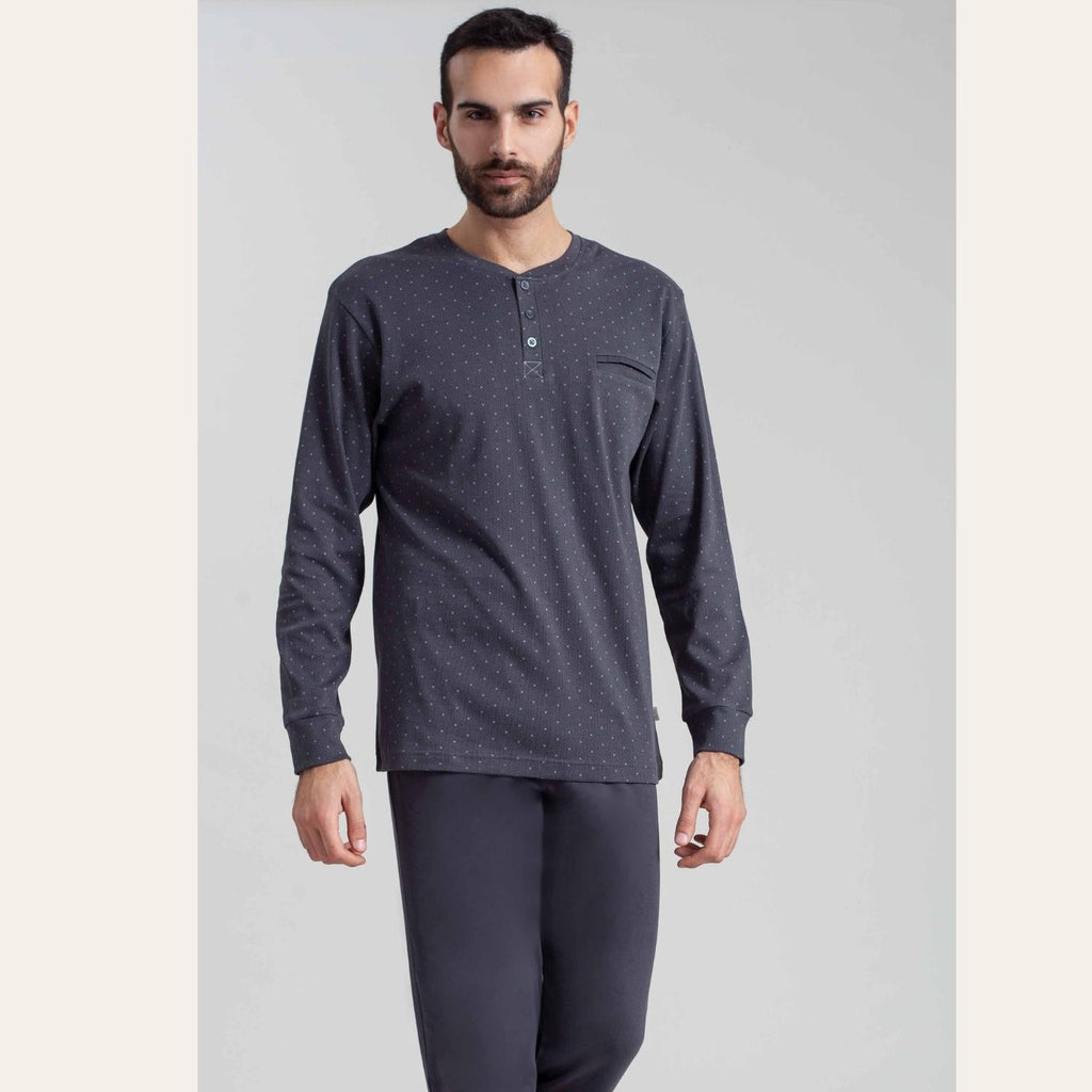 Irge Pigiama Uomo Calibrato Serafino In Caldo Cotone 100% Stampato Con Taschino  Art. Cu107