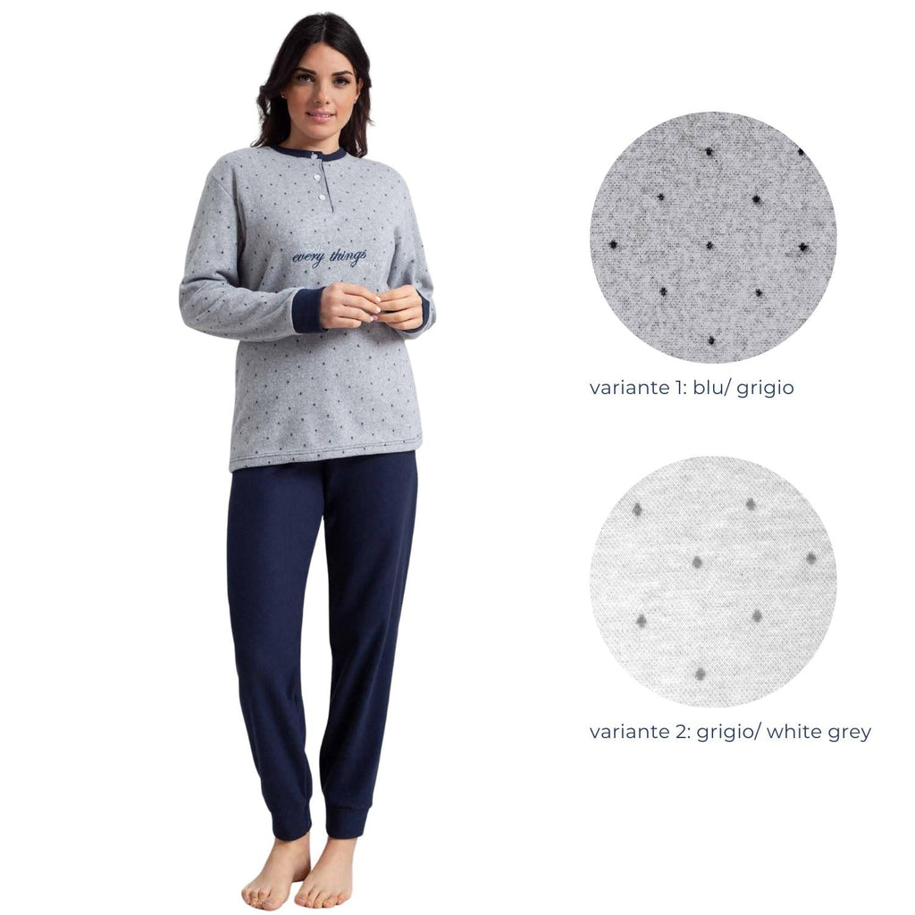 Irge Pigiama Donna Punto Milano Serafino Fantasia 3 Bottoni Con Ricamo  Art. Pmd349