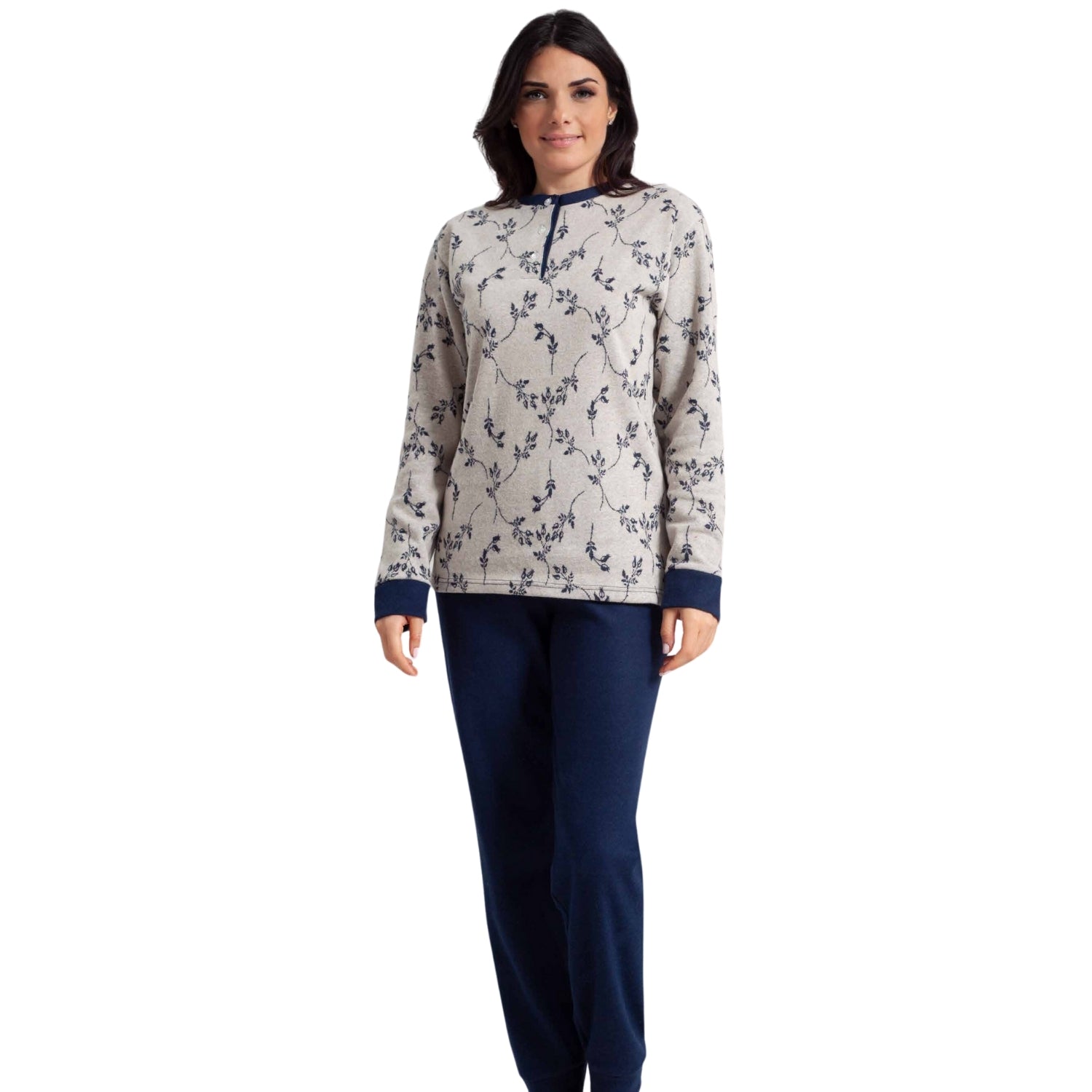 Irge Woman Pigiama Donna Punto Milano Serafino 3 Bottoni Fantasia Art. Pmd360