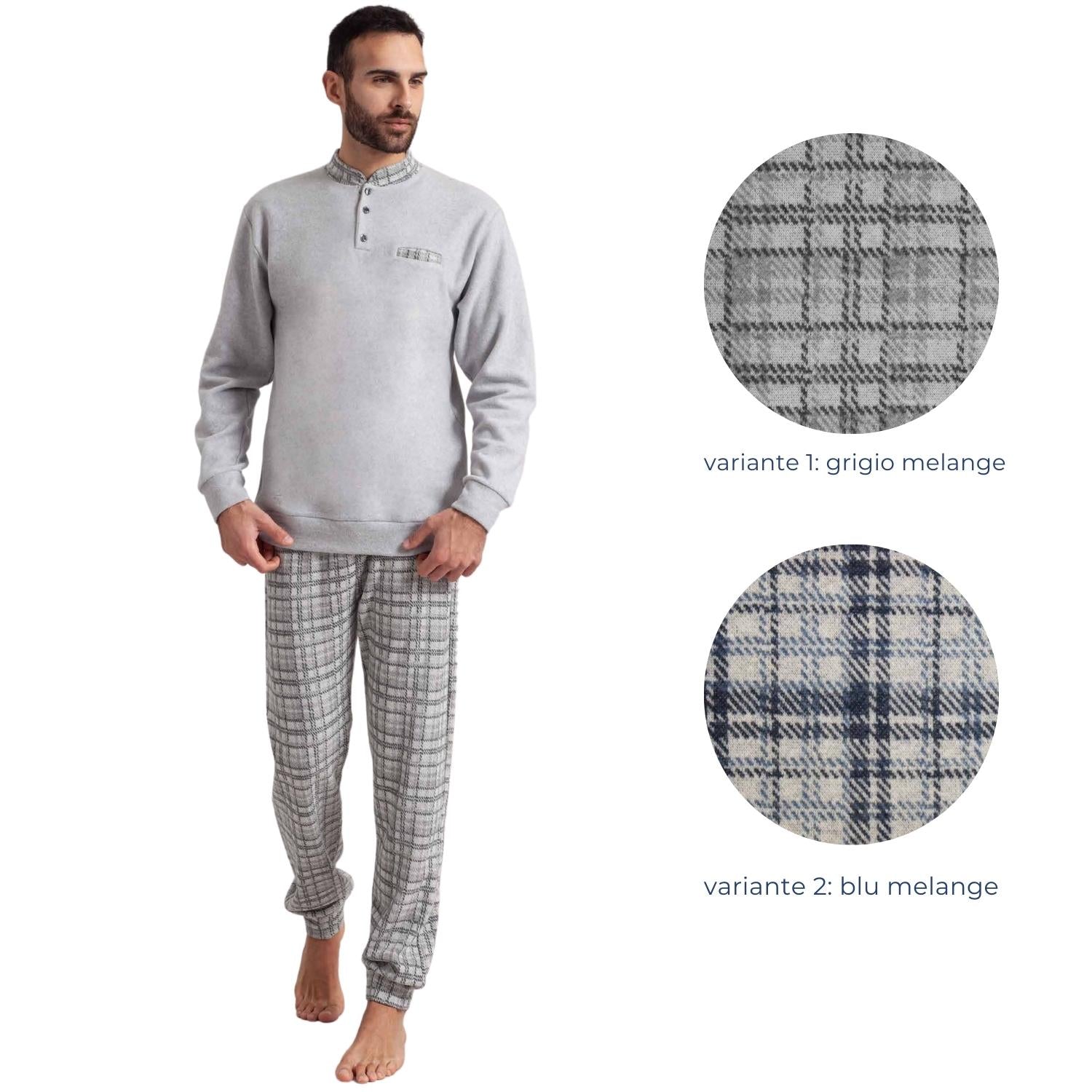 Irge Pigiama Tuta-casa Uomo Punto Milano 3 Bottoni Con Taschino Pantalone Fantasia  Art. Pmt14