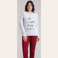 Irge Pigiama Donna Serafino Con Stampa In Caldo Cotone 100% Pantalone Fantasia  Art. Mi1916
