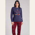 Irge Pigiama Donna Serafino Con Stampa In Caldo Cotone 100% Pantalone Fantasia