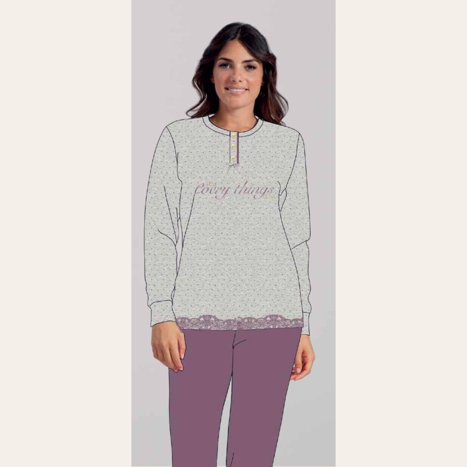 Irge Pigiama Donna Serafino In Caldo Cotone 100% Fantasia  Art. Mi1921