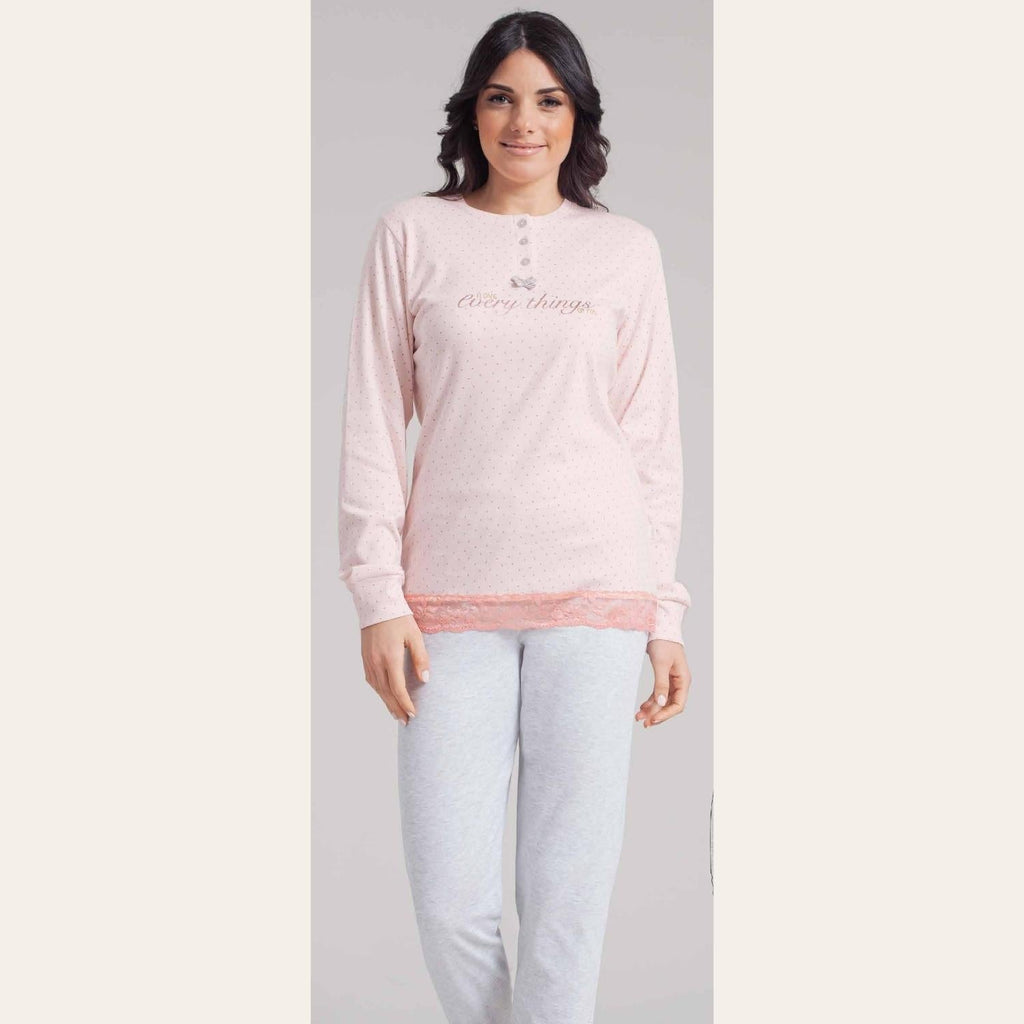 Irge Pigiama Donna Serafino In Caldo Cotone 100% Fantasia  Art. Mi1921