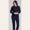 Irge Pigiama Donna Serafino Con Ricamo In Caldo Cotone 100% Pantalone Fantasia  Art. Mi1923