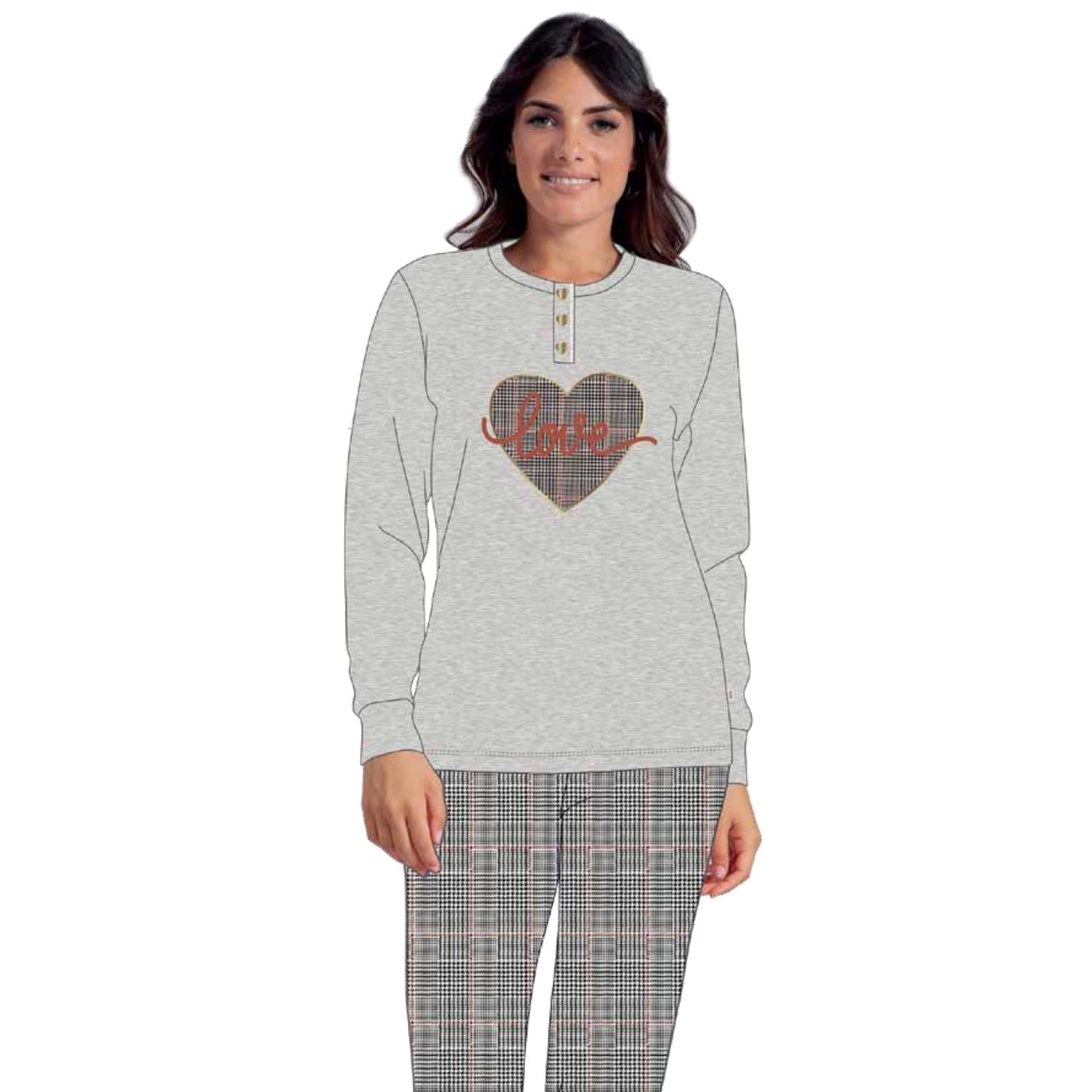Irge Pigiama Donna Calibrato Invernale Serafino Ricamato In Puro Cotone  Art. Cdm170