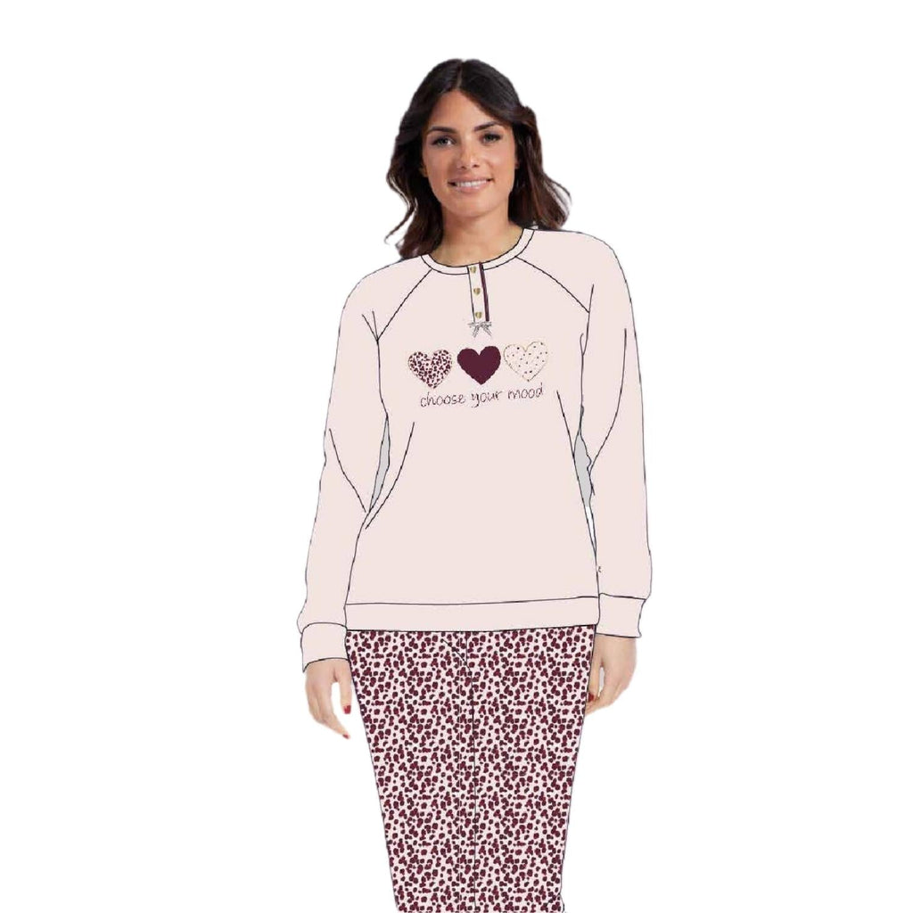 Irge Pigiama Donna Calibrato Invernale Serafino Ricamato In Puro Cotone  Art. Cdm171
