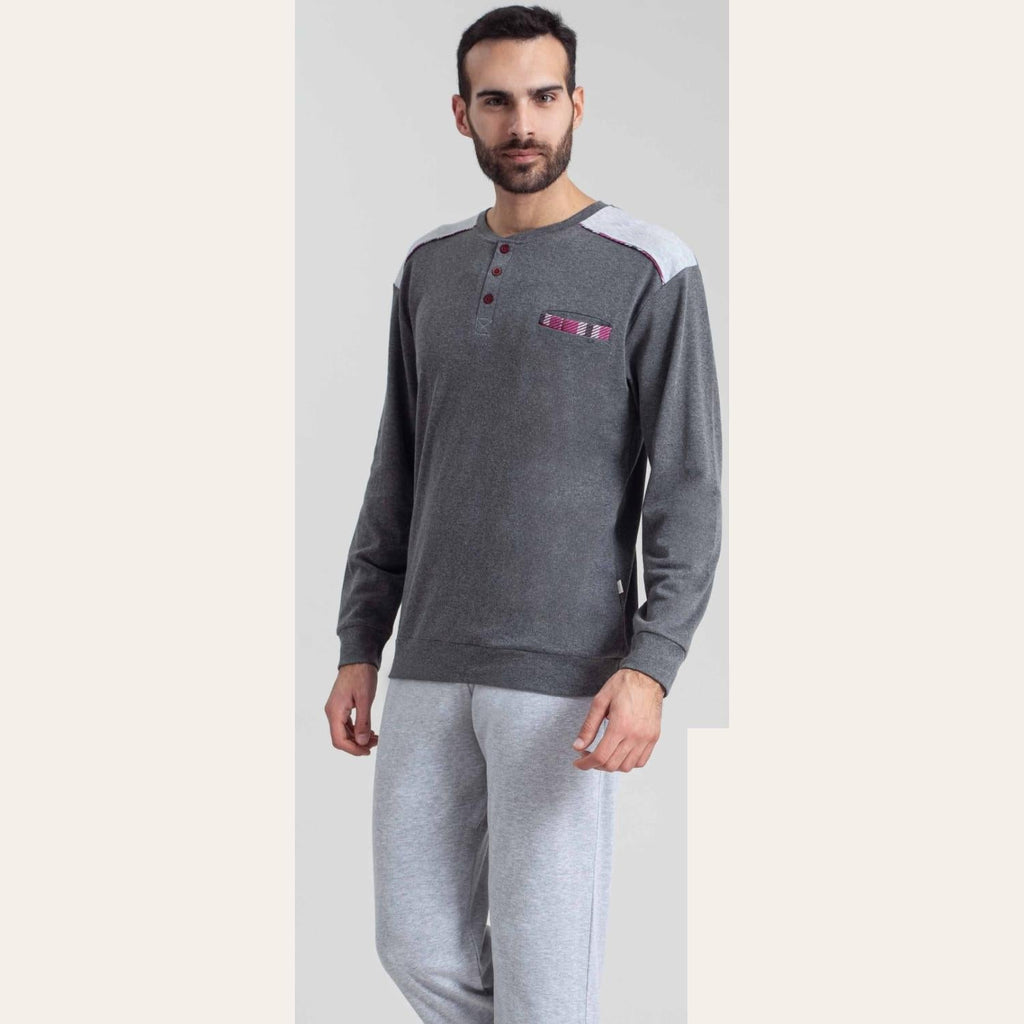 Irge Pigiama Uomo Serafino In Caldo Cotone 100% Con Taschino  Art. Mi1862
