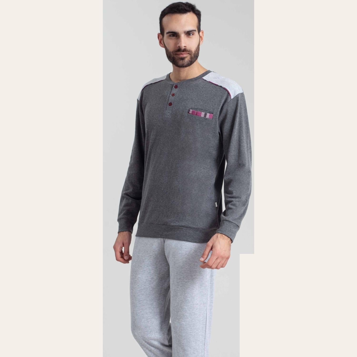 Irge Pigiama Uomo Serafino In Caldo Cotone 100% Con Taschino  Art. Mi1862