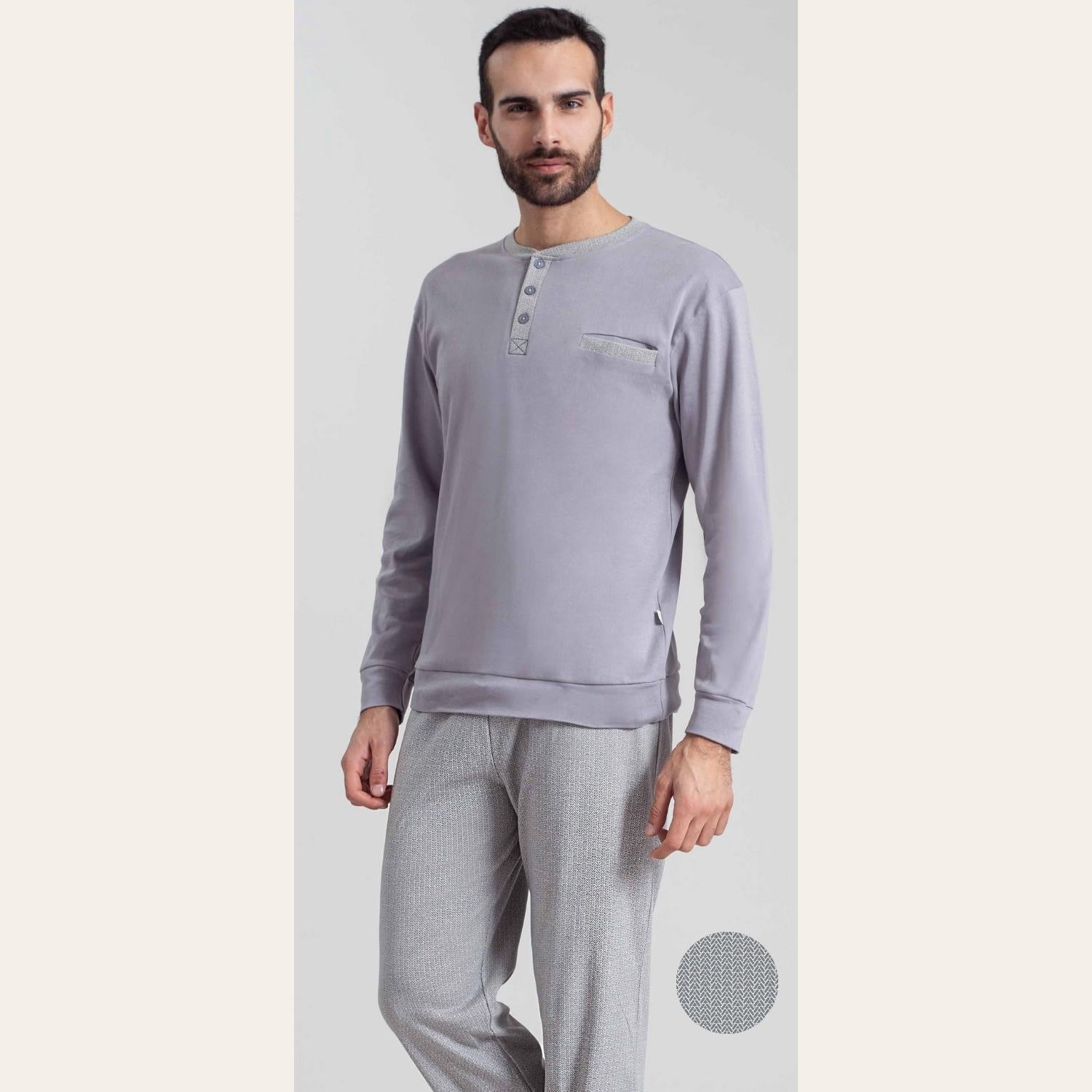 Irge Pigiama Uomo Serafino In Caldo Cotone 100% Con Taschino  Art. Mi1865