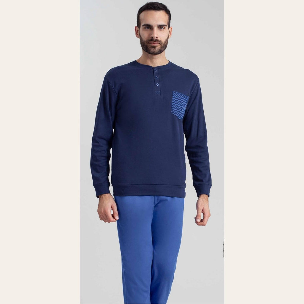 Irge Pigiama Uomo Serafino In Caldo Cotone 100% Con Taschino  Art. Mi1866