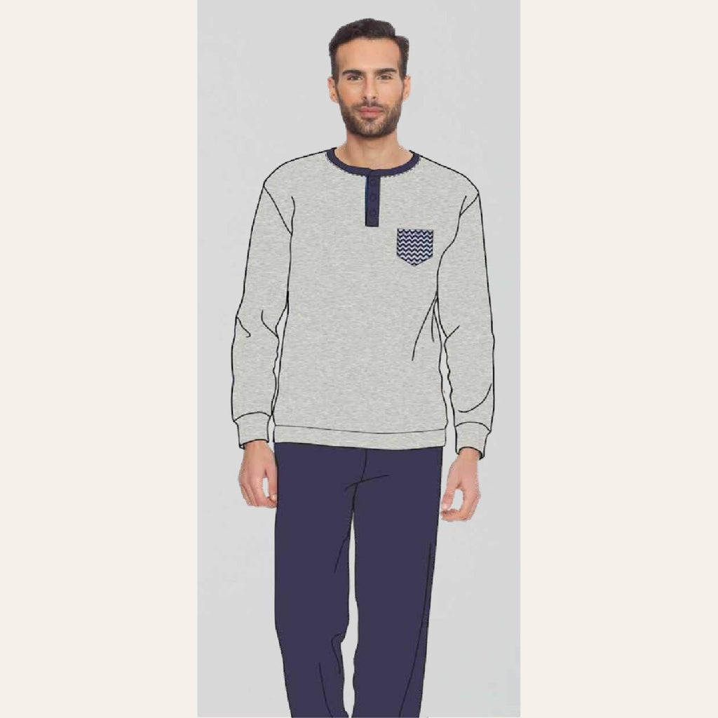 Irge Pigiama Uomo Serafino In Caldo Cotone 100% Con Taschino  Art. Mi1866