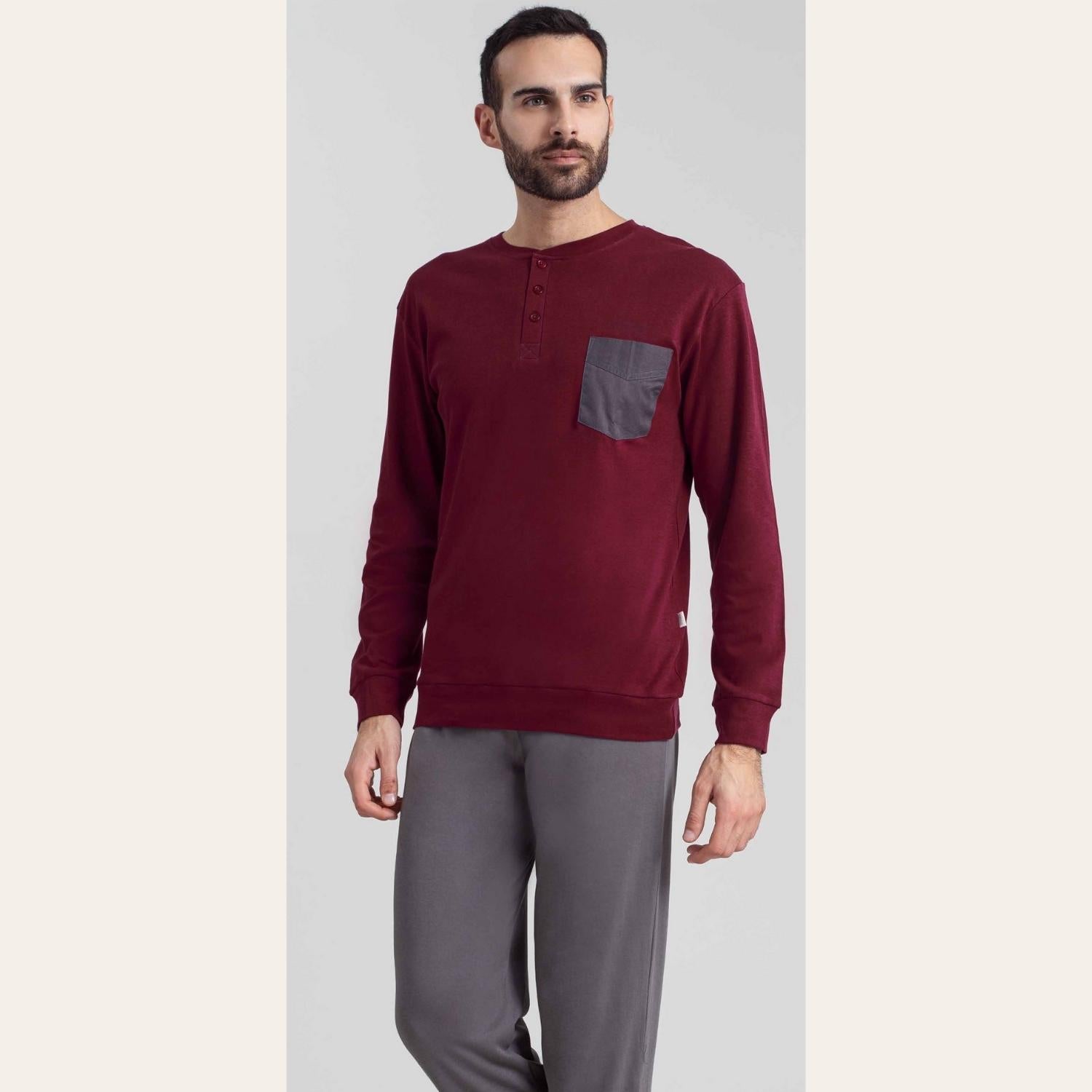 Irge Pigiama Uomo Serafino In Caldo Cotone 100% Con Taschino  Art. Mi1867