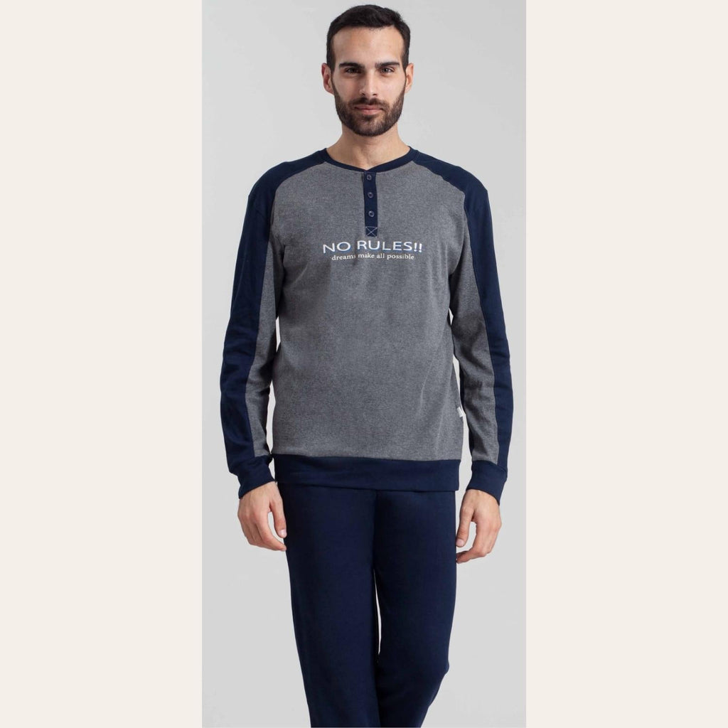 Irge Pigiama Uomo Serafino In Caldo Cotone 100% Con Stampa  Art. Mi1870