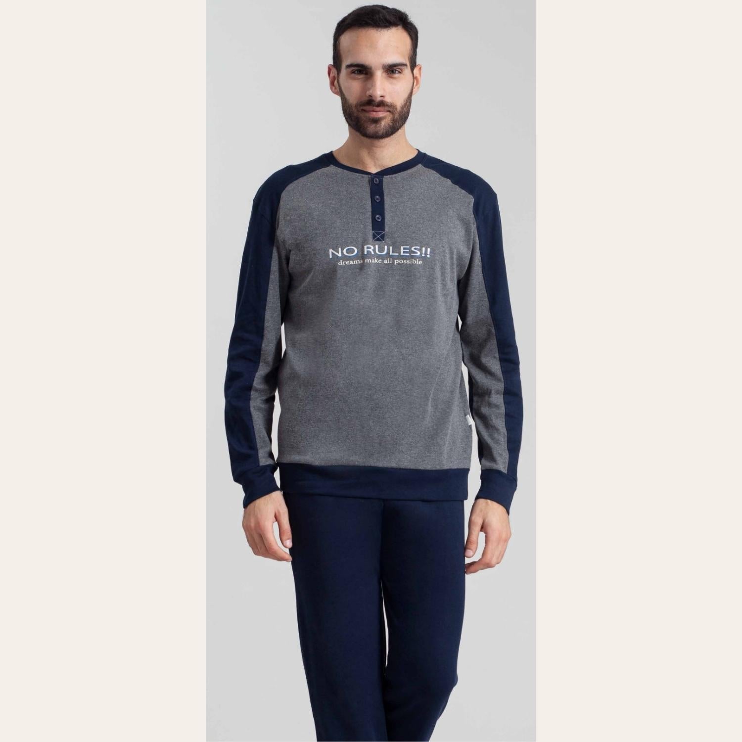 Irge Pigiama Uomo Serafino In Caldo Cotone 100% Con Stampa  Art. Mi1870