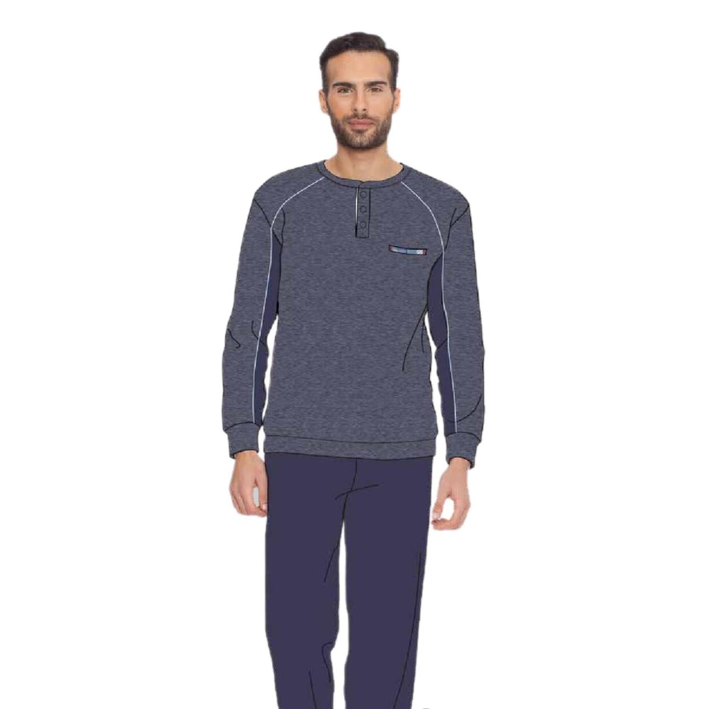 Irge Pigiama Uomo Serafino Calibrato In Caldo Cotone 100% Con Taschino  Art. Cum80