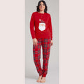Irge - Pigiama Donna Natalizio In Caldo Cotone Disegno Babbo Natale Art. Xmasl09