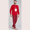 Irge - Pigiama Uomo Natalizio In Caldo Cotone Disegno Babbo Natale Art. Xmasm10