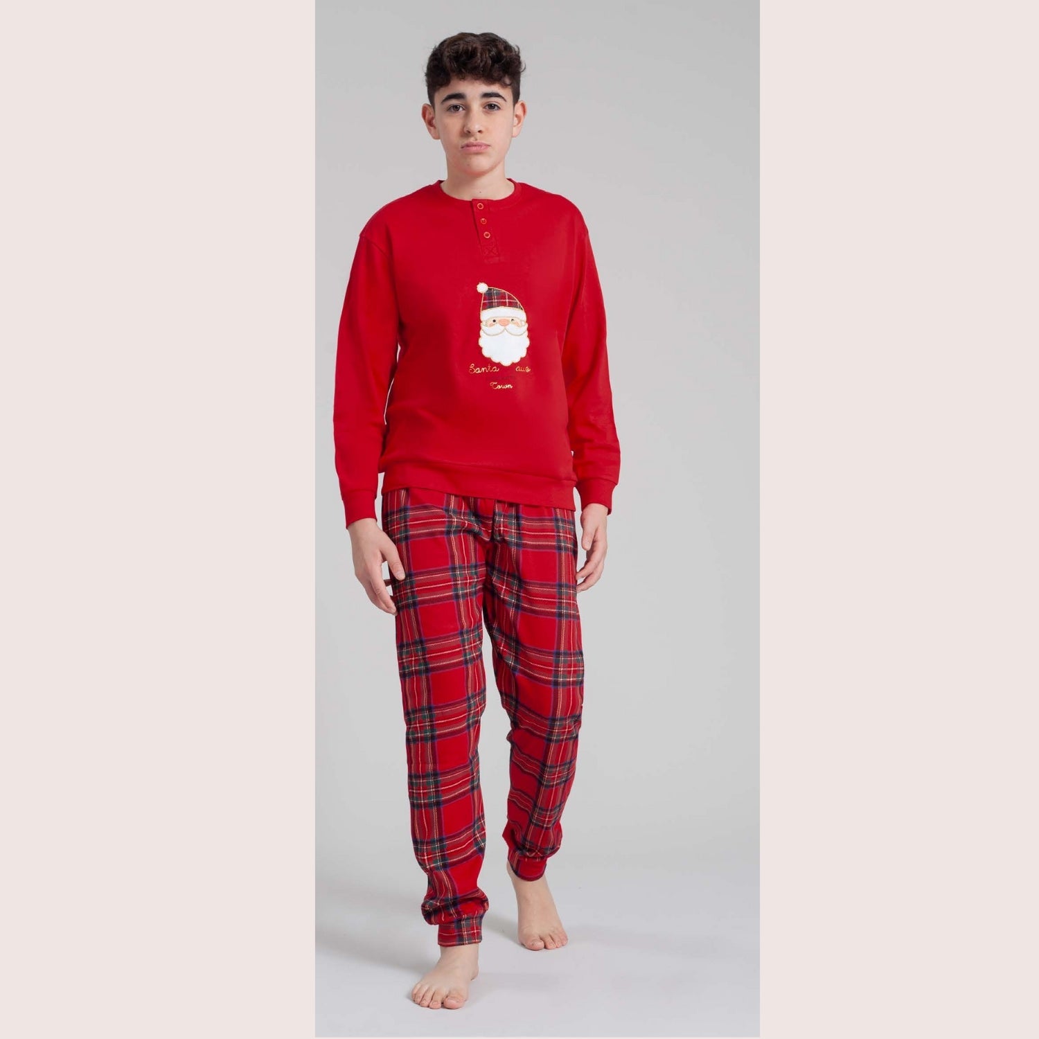 Irge - Pigiama Bimbo Natalizio In Caldo Cotone Disegno Babbo Natale Art. Xmask12