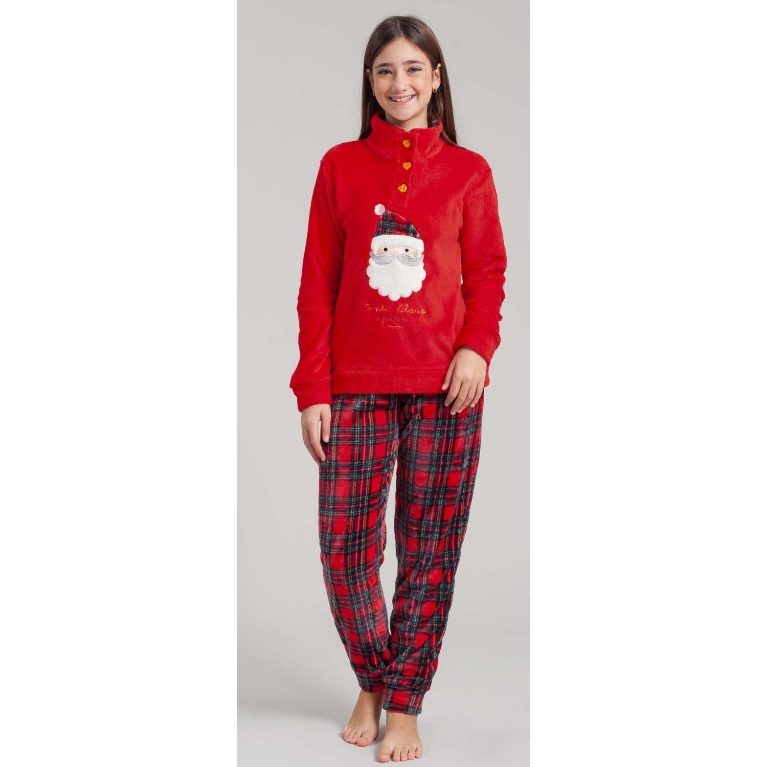 Irge -pigiama Bimba Natalizio In Morbido Coral Disegno Babbo Natale  Art. Xmask19