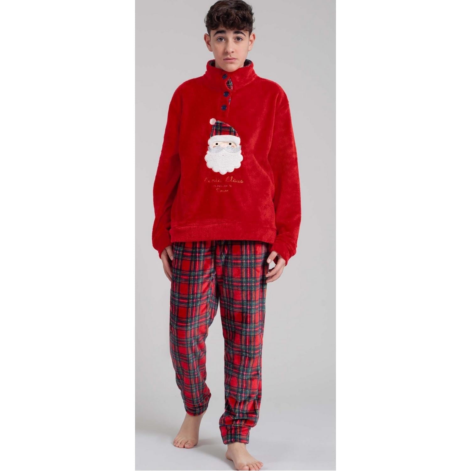 Irge -pigiama Bimbo Natalizio In Morbido Coral Disegno Babbo Natale  Art. Xmask20