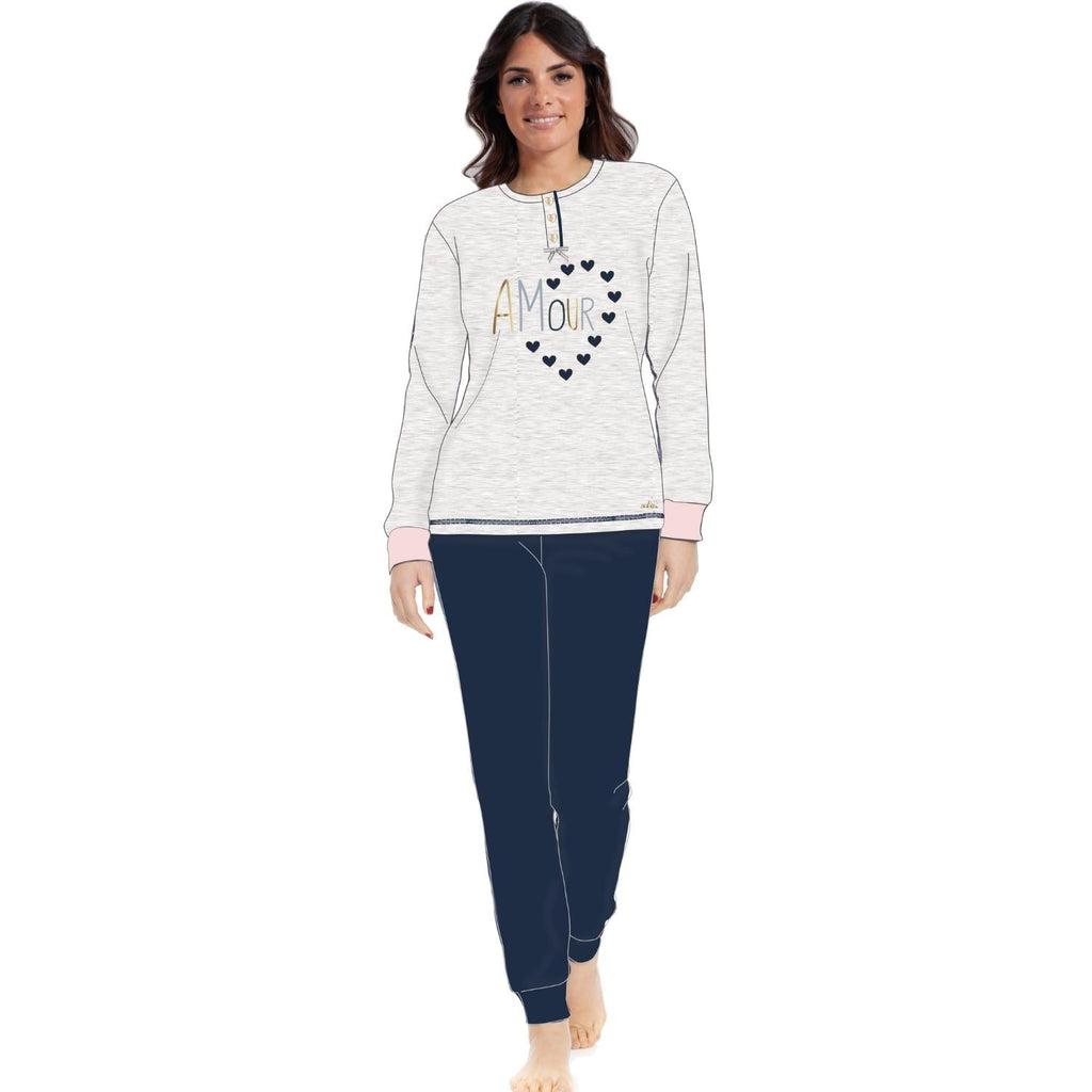 You & Me Inverno Pigiama Donna Serafino In Caldo Cotone -stampato-  Art. Y&m503