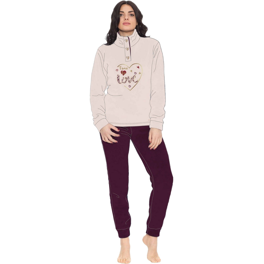 Irge Girl Pigiama Invernale Ragazza In Caldo E Morbido Coral Sottodonna Lupetto 3 Bottoni Con Ricamo  Art. Gym34