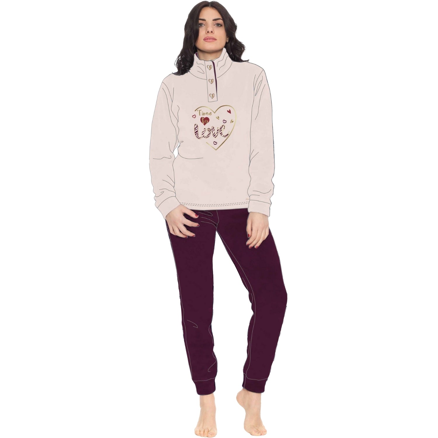 Irge Girl Pigiama Invernale Ragazza In Caldo E Morbido Coral Sottodonna Lupetto 3 Bottoni Con Ricamo  Art. Gym34