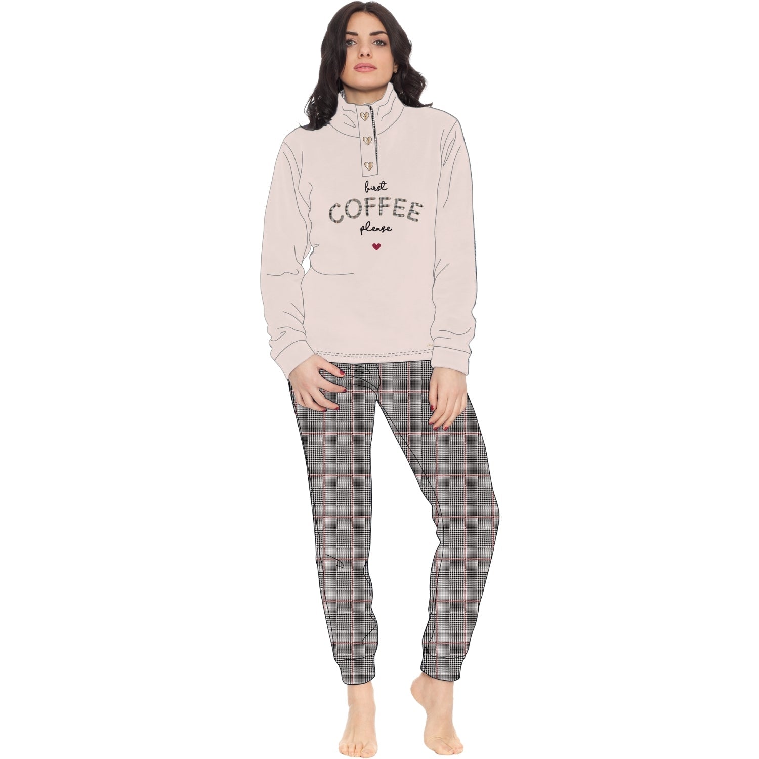 Irge Girl Pigiama Invernale Ragazza In Caldo E Morbido Coral Sottodonna Lupetto 3 Bottoni Con Ricamo  Art. Gym35