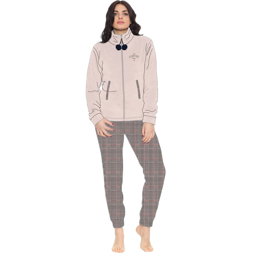 Irge Girl Pigiama Invernale Ragazza In Caldo E Morbido Coral Sottodonna Giacca Full Zip Con Ricamo Art.gym36