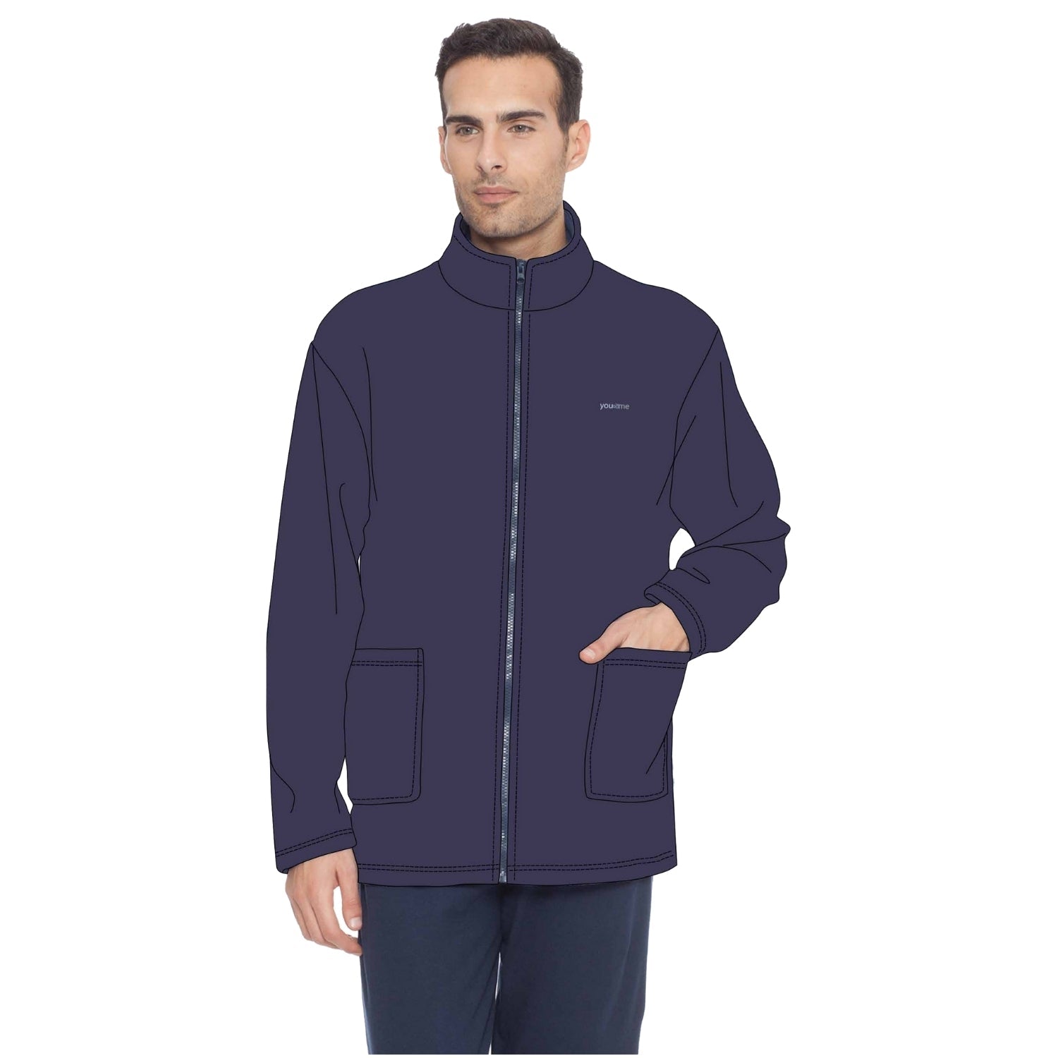 You&me Ragazzo Giacca Da Camera - Vestaglia - Full Zip Sotto Uomo In Pile Con Tasche Art. Bym44