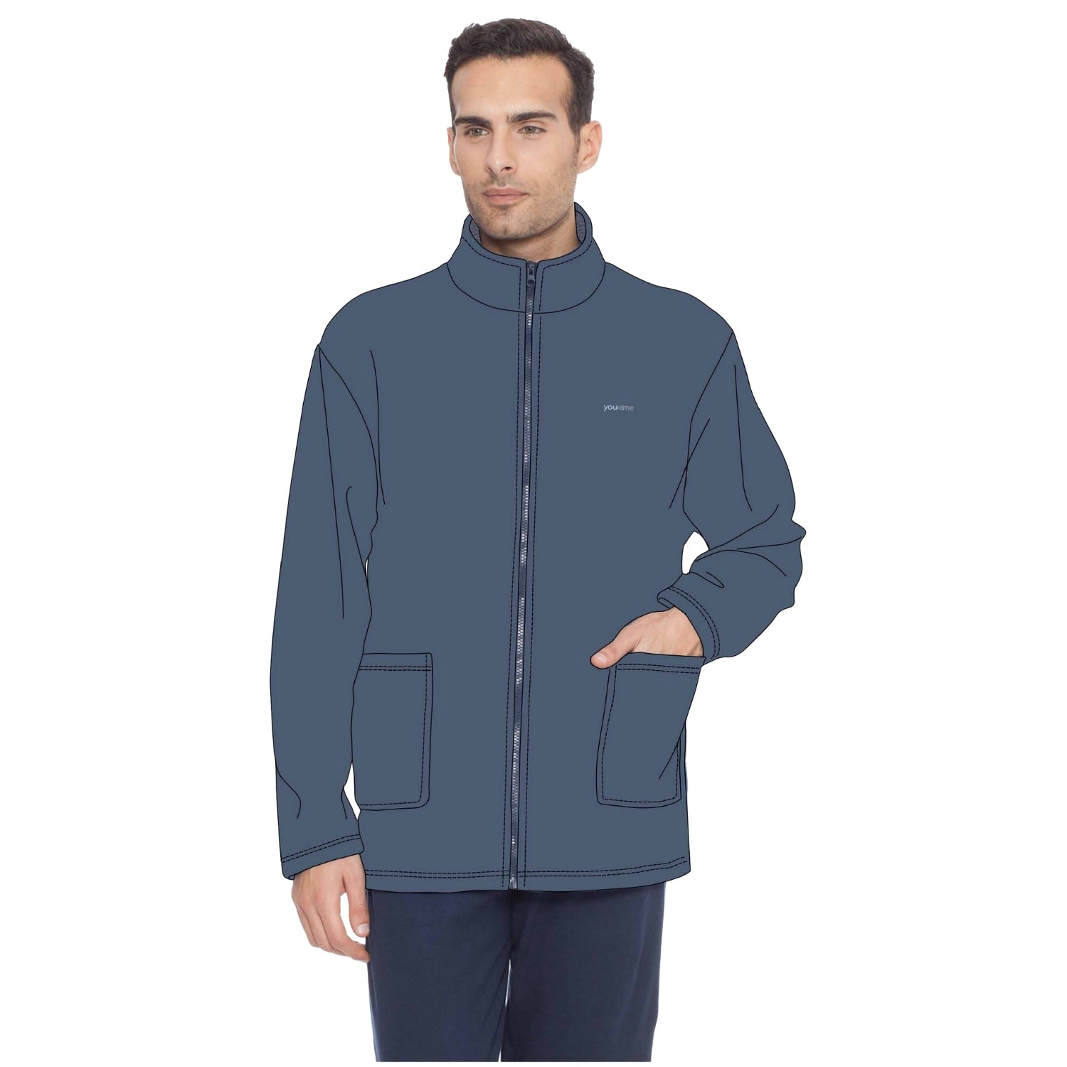 You&me Ragazzo Giacca Da Camera - Vestaglia - Full Zip Sotto Uomo In Pile Con Tasche Art. Bym44