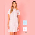 Irge - Camicia Da Notte Donna Aperta Avanti Con Tasche In Puro Cotone Stampato  Art. Irc2096