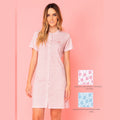 Irge - Camicia Da Notte Donna Calibrata Aperta Avanti In Puro Cotone Stampato  Art. Cdc189