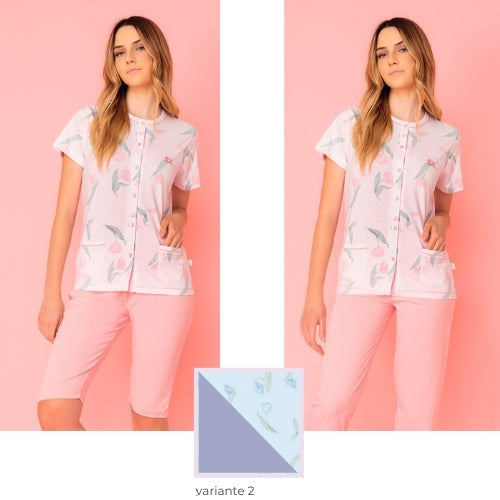 Irge Pigiama Donna Calibrato 3 Pezzi M/manica+pantalone Lungo+pantalone Corto In Cotone Art. Tdc15