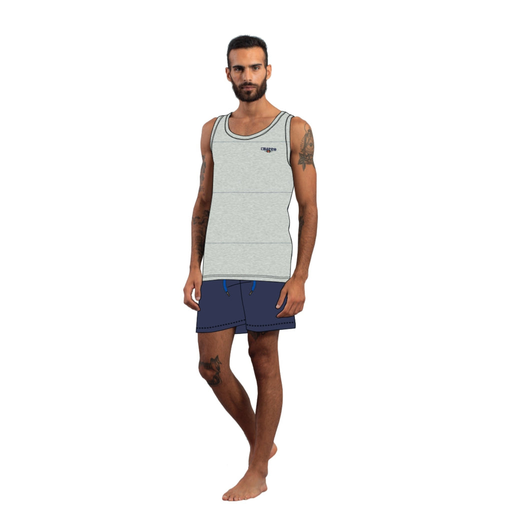 El Charro - Completo Uomo Giromanica Vogatore Cotone Jersey E Pantalone Corto In French Terry Puro Cotone Art. Gcm111