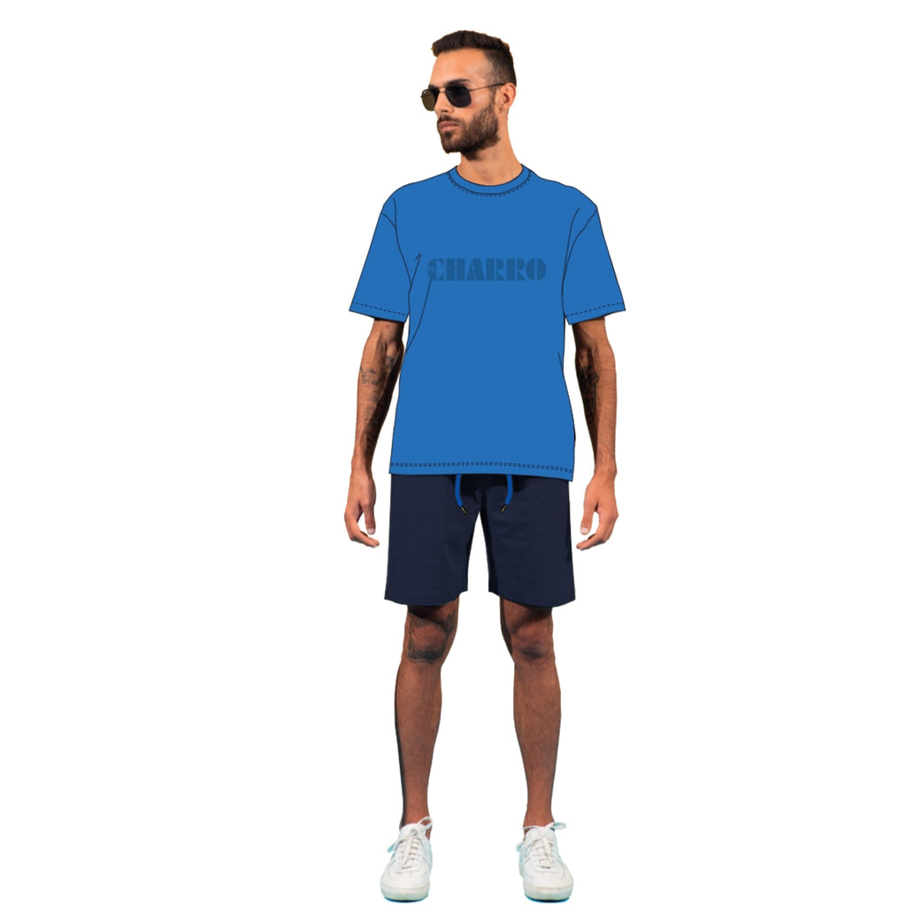 El Charro - Completo Uomo Shirt Jersey+pantalone Corto In French Terry Puro Cotone  Art. Gcm116