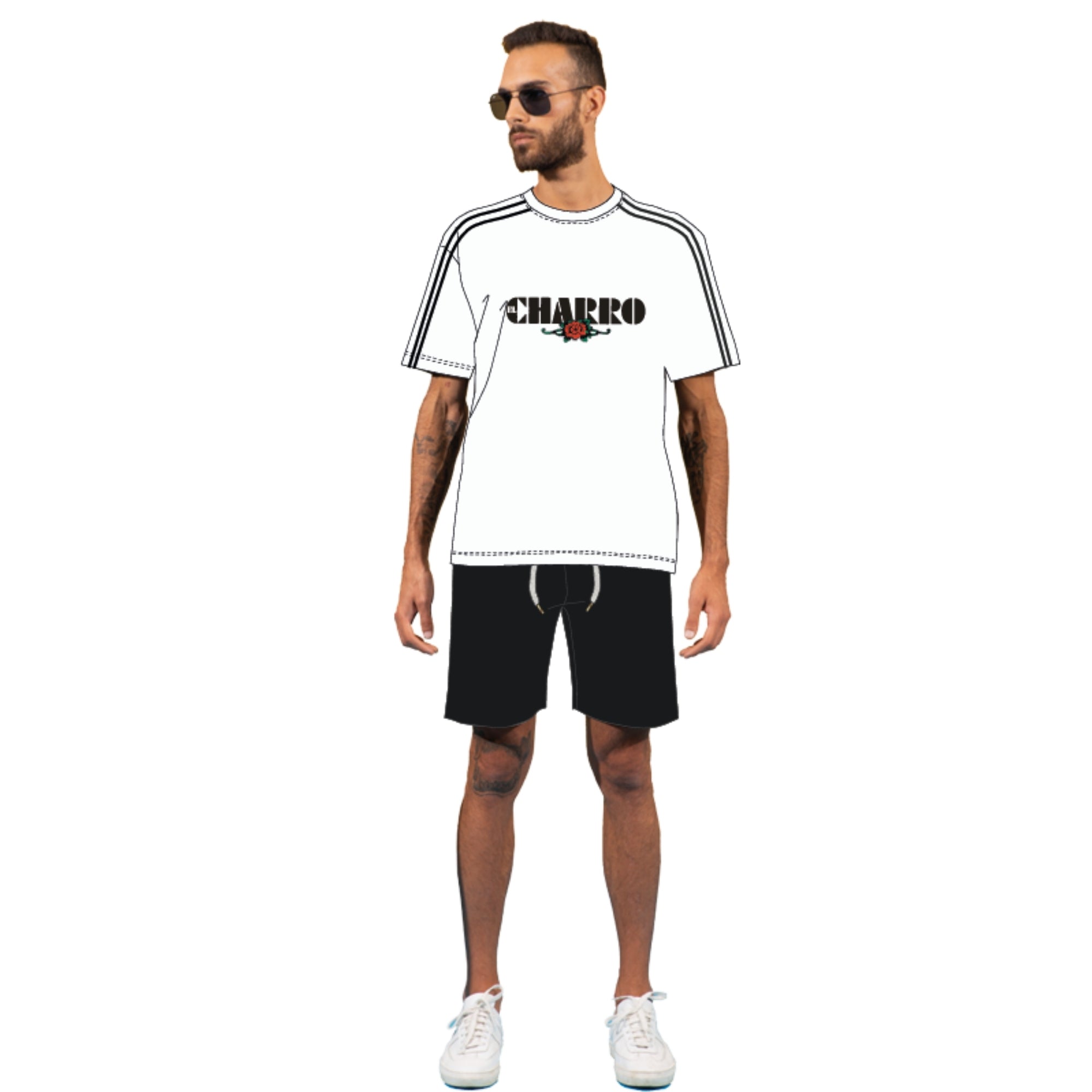 El Charro - Completo Uomo Shirt Jersey  Con Pantalone Corto In French Terry Puro Cotone  Art. Gcm120