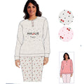 Irge - Pigiama Donna Cotone Lungo In Jersey Puro Cotone Ricamato  Art. Mil2032