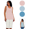 Irge - Pigiama Donna Spalla Larga Pescatore In Jersey Puro Cotone Con Stampa  Art. Mic2009