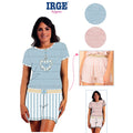 Irge - Pigiama Donna In Cotone Scollo Serafino Mezza Manica Corto In Jersey Puro Cotone Con Stampa Art. Mic2006