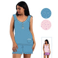 Irge - Pigiama Donna In Cotone Scollo Serafino Spalla Larga Corto In Jersey Puro Cotone Stampato  Art. Mic2028
