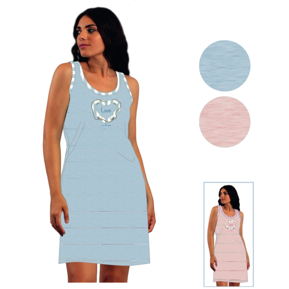 Irge - Abitino Camicia Da Casa Donna Spalla Larga  In Jersey Puro Cotone Con Stampa  Art. Mic2007