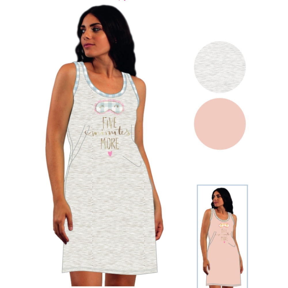 Irge - Abitino Camicia Da Casa Donna Spalla Larga  In Jersey Puro Cotone Con Stampa  Art. Mic2022
