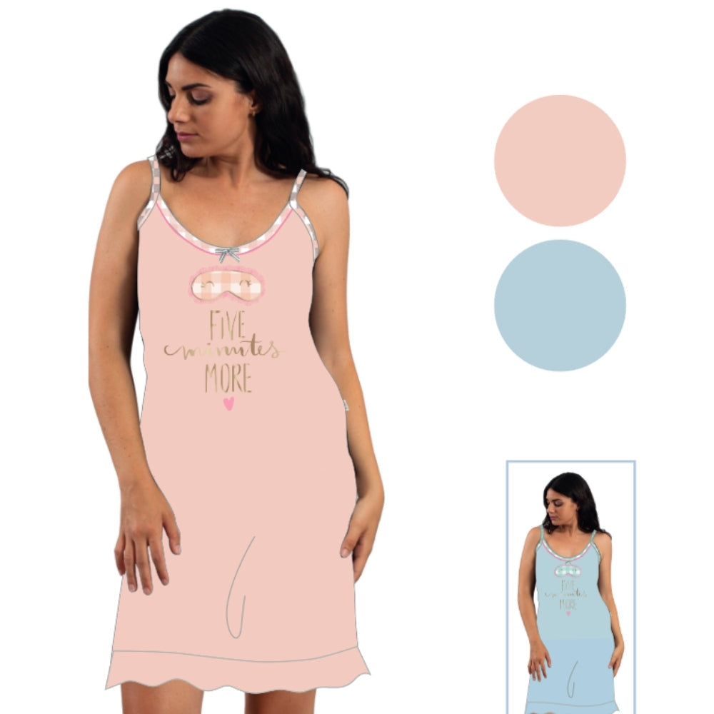 Irge - Abitino Camicia Da Casa Donna Spalla Stretta In Jersey Puro Cotone Con Stampa  Art. Mic2020