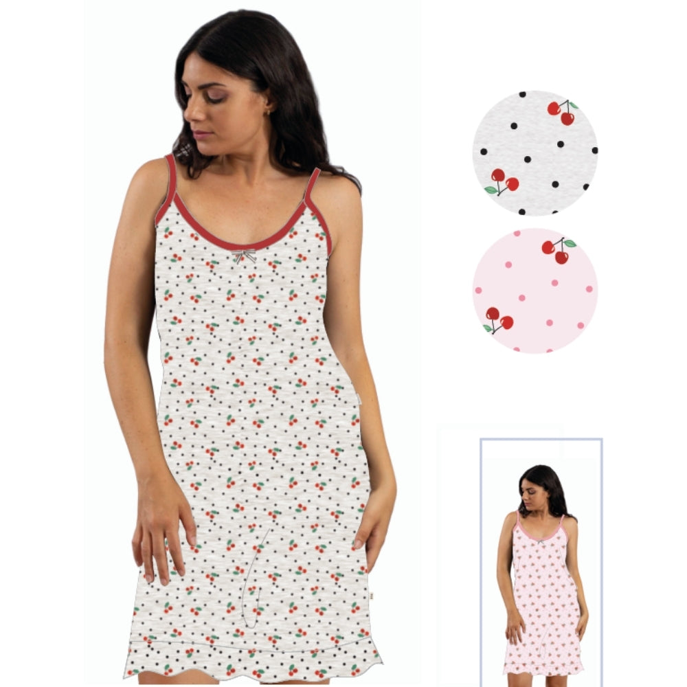 Irge - Abitino Camicia Da Casa Donna Spalla Stretta In Jersey Puro Cotone Stampato  Art. Mic2034