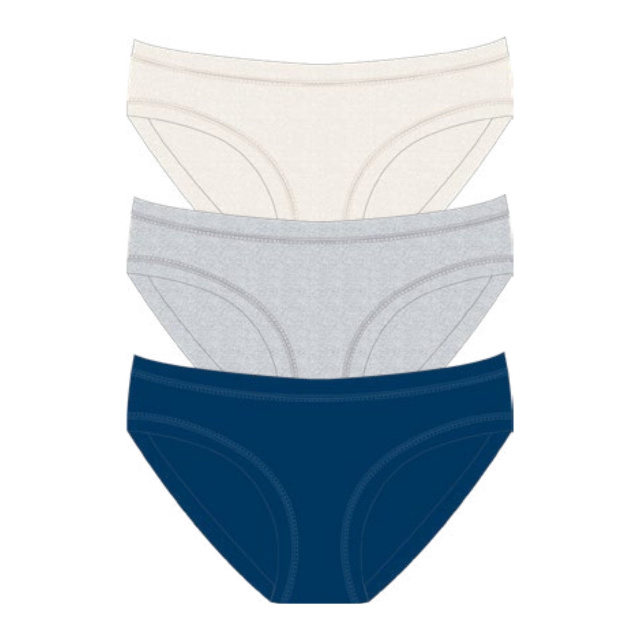 Cotonella Donna  Confezione 3 Pezzi Mini Slip In Puro Cotone Bielastico (3 Colori)  Art. 3362 E503 1h100