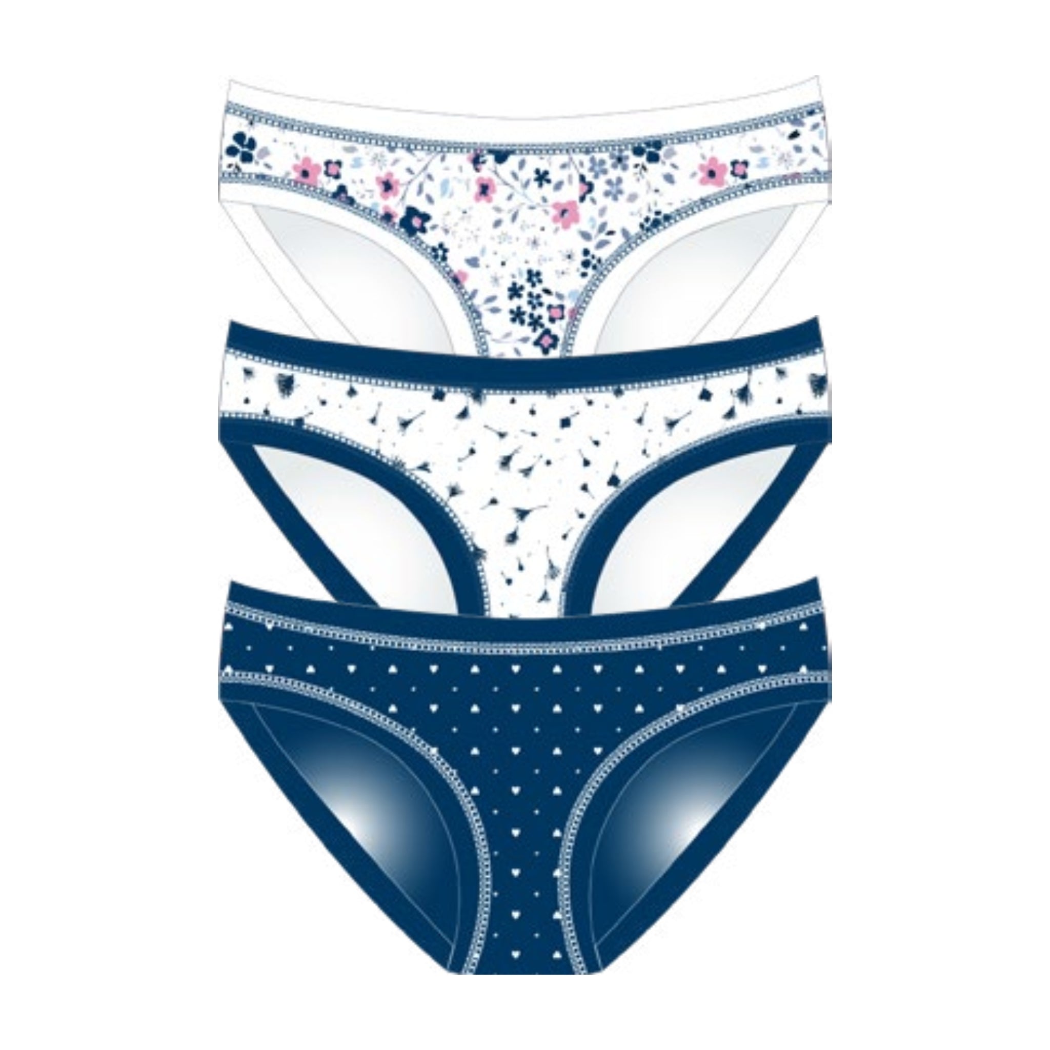 Cotonella Donna Confezione 3 Pezzi Mini Slip In Puro Cotone Bielastico (3 Stampe) Art. 3362 E503 3h100